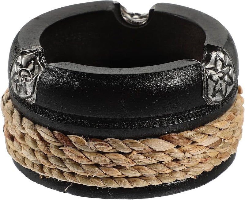 منفضة سجائر خشبية مستديرة 3 بوصة حامل رماد سجائر كلاسيكي مقاوم للبلى ديكور مكتبي للمنزل المكتب البار - Image 1